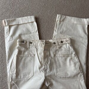 Free People Cream Flare & Wide Leg Jeans